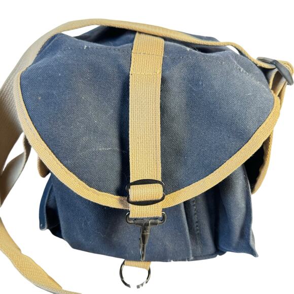 Vintage DomKE Rugged Professional Camera Bag  Navy Canvas Tan Strap MultiPocket - Picture 2 of 9